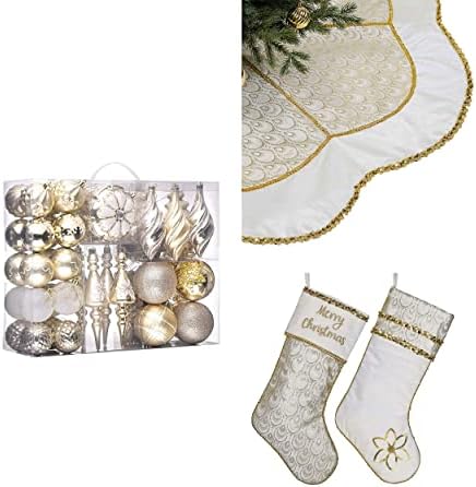 Комплект коледни бижута от бяло злато Severin Madelyn (3 предмет) на 108-каратные Украса за Коледните топки + 48-инчов Пола за Коледно + 21-Инчов