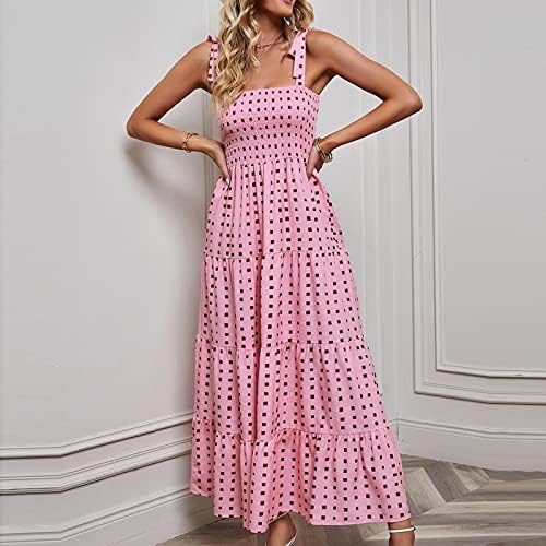 Дамски Sundresses размер Плюс Fragarn, Модно Дамско Пролетно-Лятна Рокля с кръгло деколте и ръкави-рюшами