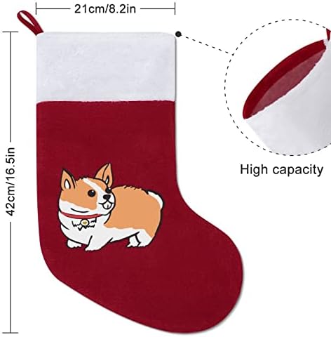 Коледни Чорапи за Кученца Corgi с Плюшено Камина, Висящи за Домашен интериор Елхи