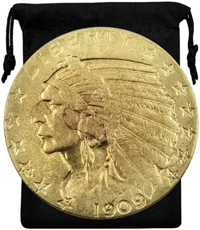 Kocreat Копие на Златната Монета с Главата на Индийския Орел 1909-Те години и Пет Долара-Сувенирни Монети на САЩ, Щастлива