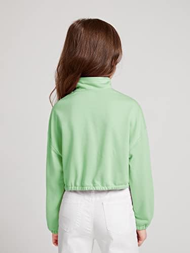 Модни блузи и жилетки LEWGEL за момичета, hoody с открити рамене с цип за момичета (Цвят: мятно-зелен, размер: 7Y)