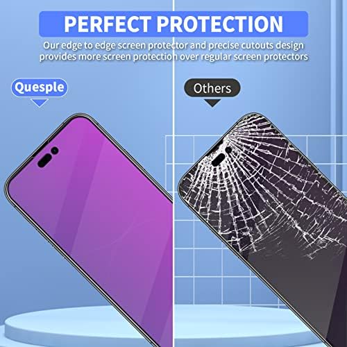 QUESPLE [2] Защитно фолио за екран за поверителност за iPhone 14 Pro Max (6,7 инча), Лилава Закалено стъкло за защита от надзъртане, комплект