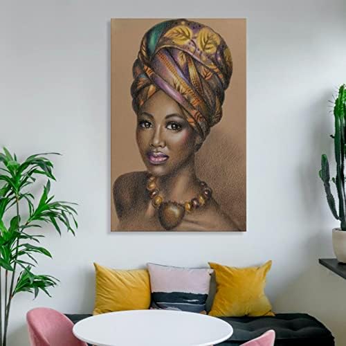 Красива африканска Момиче Художествен Плакат Живопис с маслени бои върху платно Стенни Артистични Щампи за decor Декор на Стая Декор
