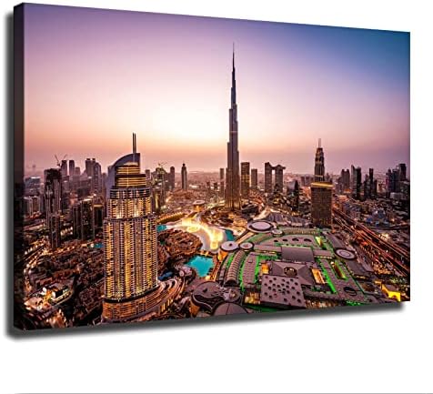 Гледка към Burj Халифа В Resorts World Дубай, Обединени Арабски Емирства Плакат Платно Стенно Художествено Украса Хол, Кухня Декорация
