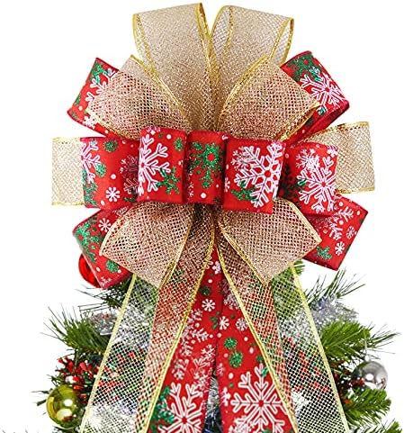 Лък за Коледно GOGOSY, 48 x 13, Голям Венец от пледа Бъфало, Панделки, Коледни Орнаменти Ръчно изработени с дълга лента от Зебло с Тел край