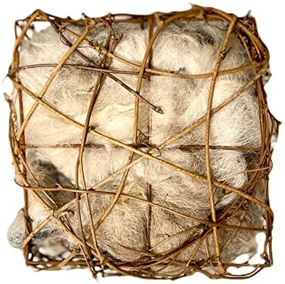 Глобус или куб за гнездене на птици, изпълнен с флисом алпака - Напълно натурални, ръчно изработени (мек вълнен плат пакет за 8 унции)