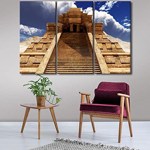 Стенни Пана за Дома Пирамидите на Маите, Картини Чичен Ица, 3 предмет, Щампи върху платно, Руини на Ацтеките, Стенно изкуство,