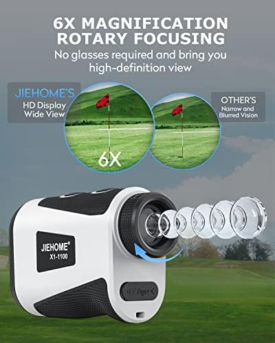 Лазерен далекомер за голф JIEHOME X1 с наклон, заключващ механизъм флагштока и вибрация, Лазерен Далекомер 660 /1100YDS за голф, лов,
