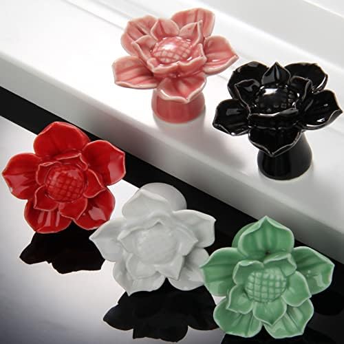 5 Цветни Керамични Дръжки на Lotus За Чекмеджета, Тянущих Кухненски Химикалки, Мультяшная Мебели за дома Дръжка За Детска
