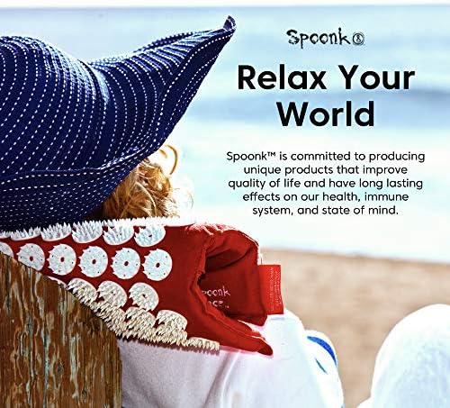 Еко-мат за точков масаж Spoonk, Сливово лилаво - пълна чанта-прашка и подложка за пътуване - Масажор за гърба и шията - Отлична възглавница
