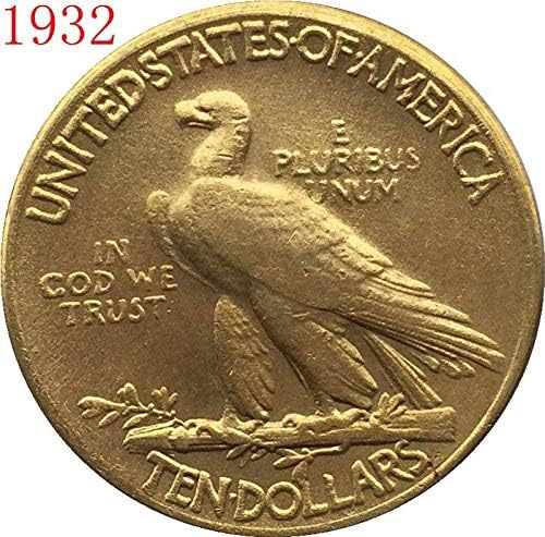 24-Каратная Позлатен Копие монети 1932 г. цена от 10 долара под формата на Индийската от Половината от Орел за Домашен интериор на Офис