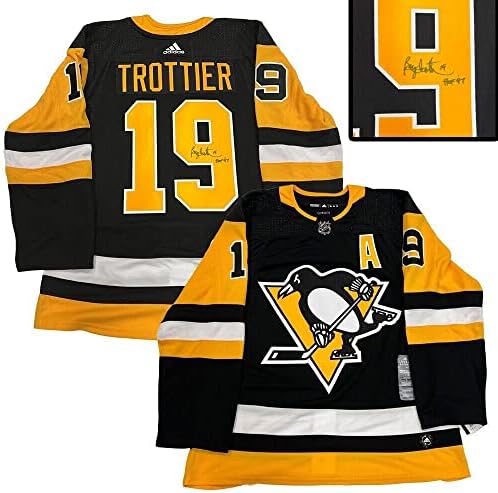 БРАЙЪН ТРОТТЬЕ подписа фланелка Adidas PRO от Pittsburgh Penguins с надпис HOF - Тениски NHL с автограф