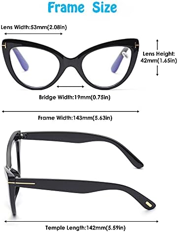ZUVGEES Женски Сладки Са за Очила за четене CatEye Син Цвят, Блокиране на Светлината, по-Големи Рамки За очила, Компютърни Ридеры с Големи