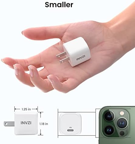 Зарядно устройство INVZI USB C мощност 20 W - Блок за бързо зареждане на USB C за стена зарядно устройство PD – Мини Адаптер за iPhone