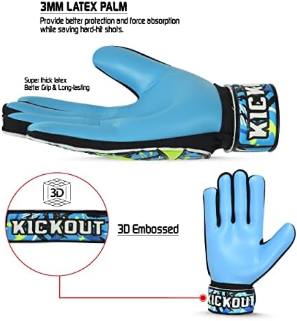 Футболни Вратарские ръкавици Kickout Premium | Стилни Вратарские ръкавици с латекс 3 мм за супер Сцепление и защита
