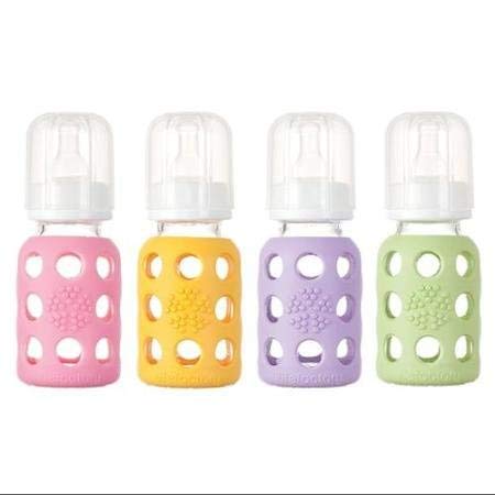 Стъклени бебешки бутилки Lifefactory 4 опаковки (4 грама в цветове за момичета) (асортимент за момичета)