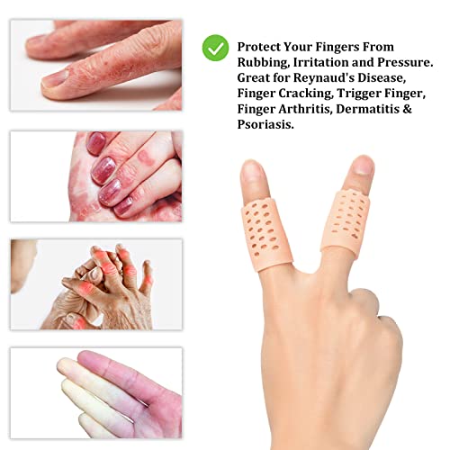 Гел накладки за пръстите (дишащи, без латекс), Защитни облицовки за отпечатъци с дупка (14 бр.), силиконови ръкавици за пръсти,