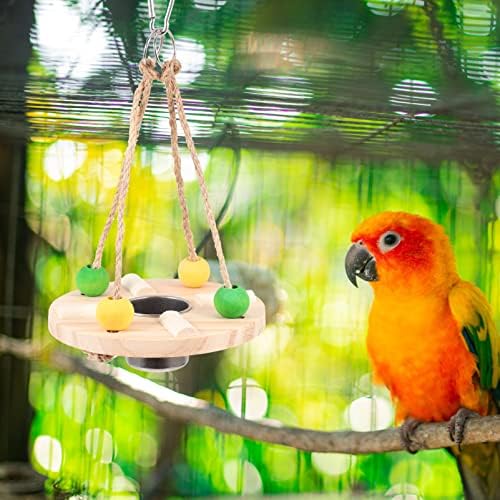 YARNOW Хранилки за птици Контейнер от Неръждаема Стомана с Дървена Ясла за Птици Подвесная за Папагали Дървена Платформа За Птици
