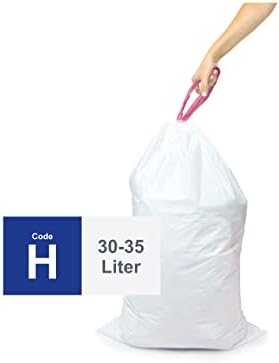 Съвместим с Simplehuman Code H - 200 Броя (4 ролка) Трайни Пластмасови Торби за боклук с завязками на поръчката - Кофи за Боклук обем