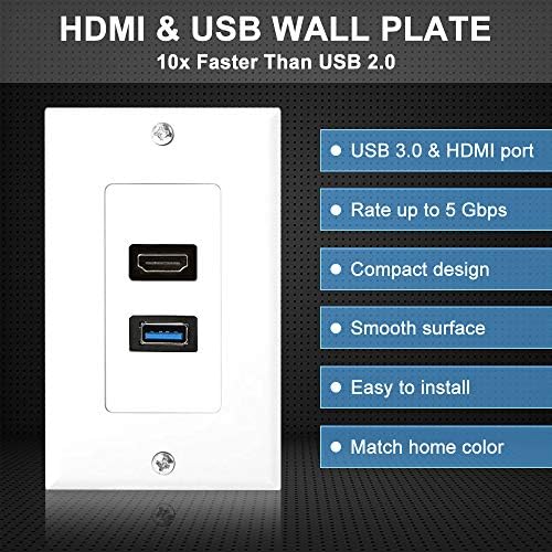 Стенни панела с HDMI USB с монтаж за монтиране на стена ниско напрежение, Зарядно устройство, USB 3.0 съединител за свързване на
