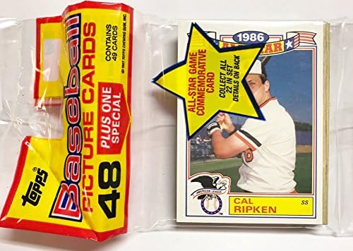 1986 Нераспечатанный набор от 48 бейзбол подпори + 1 Възпоменателна картичка Всички звезди - Кал кал ripken Балтимор Ориълс (общо 49