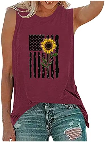 lcepcy Майк на Деня на Независимостта за Жени, Тениска Без Ръкави, с Принтом на Американското Безплатна Ежедневна Лятна Блуза, Тениски