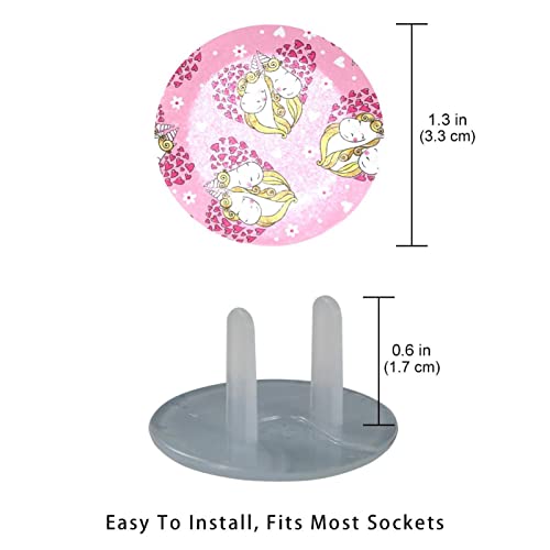24 Опаковки Розови капачки за контакти във формата на Сърце Еднорог, Защитни Покривала за детски Контакти, Защитни Капачки за детски