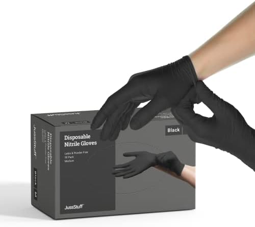 Черни Нитриловые Ръкавици от Среден размер, 50 Еднократни Ръкавици Без латекс и прах - Безопасни за хранителни продукти Ръкавици за