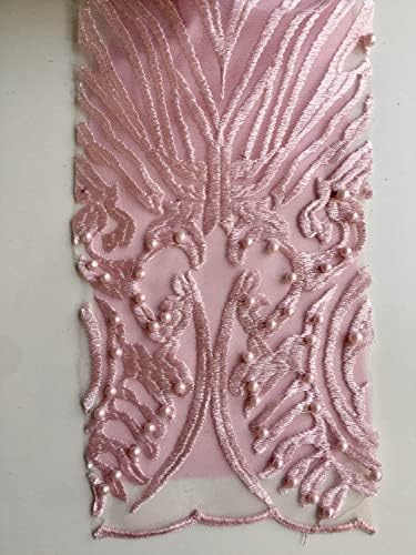 Сабрина Розови култивирани перли, лейси бродерия от мъниста на окото плат двор - 10098