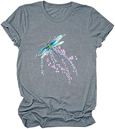 Блуза, Тениска за Жени Лято Есен Облекло с Къси Ръкави през Цялата Силует Памук Графична Тениска за Почивка N8 N8