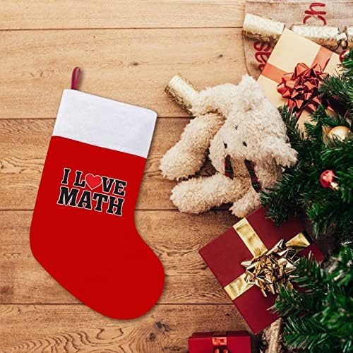 Аз Обичам Коледни Чорапи със Сърца от Червено Кадифе, с Бял Пакет шоколадови Бонбони, Коледни Украси и Аксесоари за семейни Партита