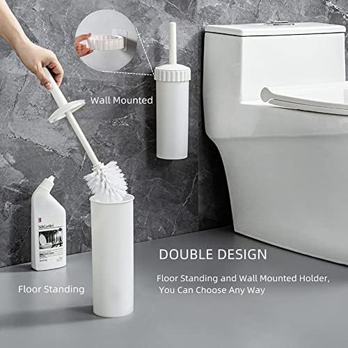 Четка за тоалетна, Етаж и Стенен Държач за Скрубер За почистване в Банята (2 опаковки, Бял)