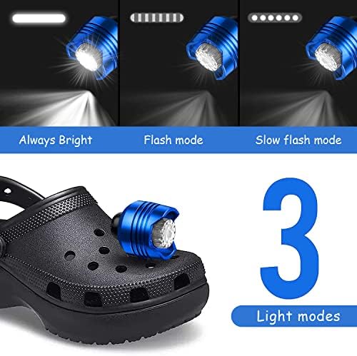 Акумулаторна Фарове за Crocs 2 бр., Планина за прожектори за Crocs, Носимые Светлини Croc за обувки с 3 режима на осветление за разходки на