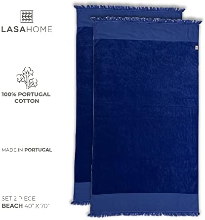 Плажна кърпа LASA HOME Vilamoura | португалски памук | Комплект от 2 плажни кърпи, супер Впитывающее, быстросохнущее и меко | Плажна