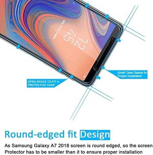 NEW'C [3 опаковки, предназначени за Samsung Galaxy A7 (2018 Г.), Защитно фолио за екран от закалено стъкло, сверхпрочная за