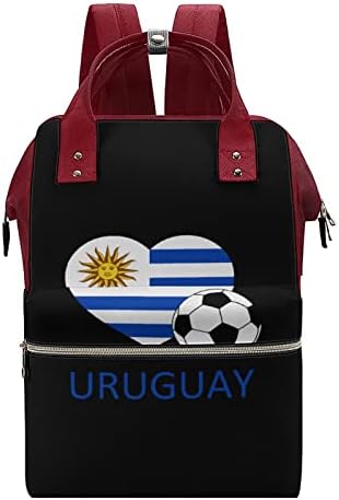 Любовта Уругвай Футбол Чанта За Памперси Раница Водоустойчив Мама Чанта С Голям Капацитет Раница
