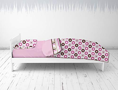 Комплект спално бельо за деца Bacati - министерството на отбраната грах/лента от Розово/Шоколадов на цвят от 3 теми, Памук, включва