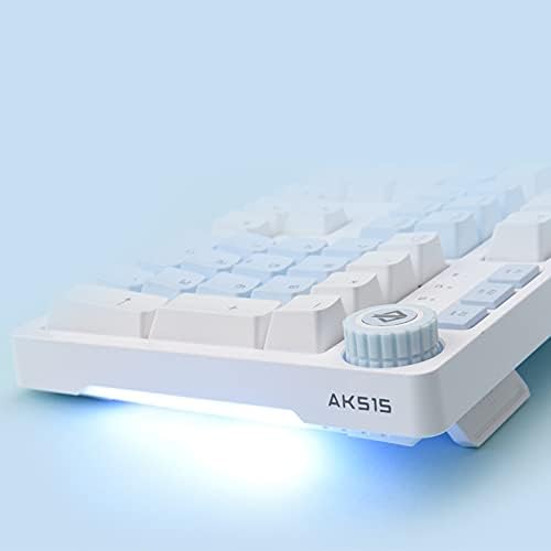 Жичен ръчна детска клавиатура AK515 – Кафяви ключове - Капачки за комбинации от PBT – В синьо-бял цвят – С бяла подсветка - Магнитна Смукателна