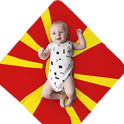 Детско Одеало с Македонския Флаг, Като Одеало за Бебета, Калъф за Свободни Новородени, Обвивка