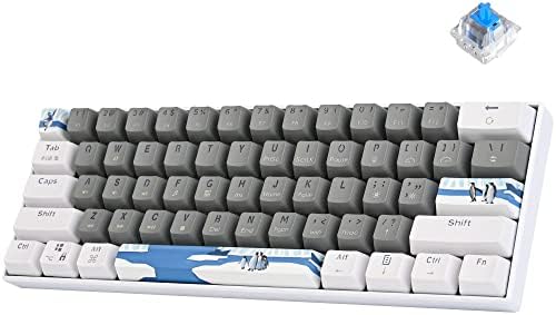 Механична клавиатура Taeeiancd 60%, 61-Ключови Жичен Детска клавиатура със син ключ, ефект на осветление, RGB, клавишными капачки