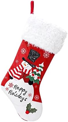 Персонални Коледни Чорапи Снежен човек от Зебло В Клетката Коледни Чорапи, Семейни Бижута Празник 2022 Коледен Подарък Камина