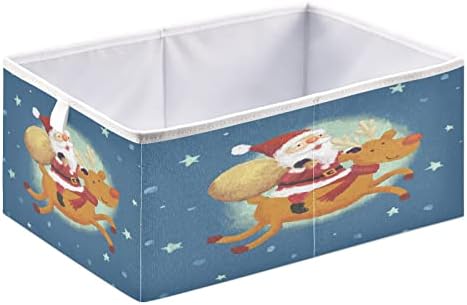 Кошница за съхранение на Кубчета с Коледен Елен Kigai, Голяма Сгъваема Кошница-Органайзер за Играчки, Рафтове, бельо, Детски -15,8x10,6x7