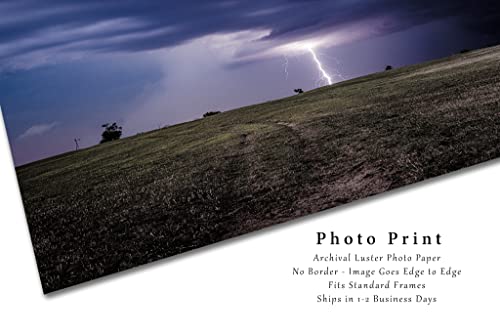 Снимка на буря, Принт (без рамка), Изображението на мълния в бурен нощ в Оклахома, Буря, Стенно изкуство, Естествен декор от 4x6 до 30x45