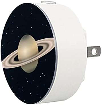 2 Бр. Plug лека нощ LED нощна светлина Saturn Planet с Датчик от Здрач до Зори за Детска стая, Детска, Кухня, Коридор