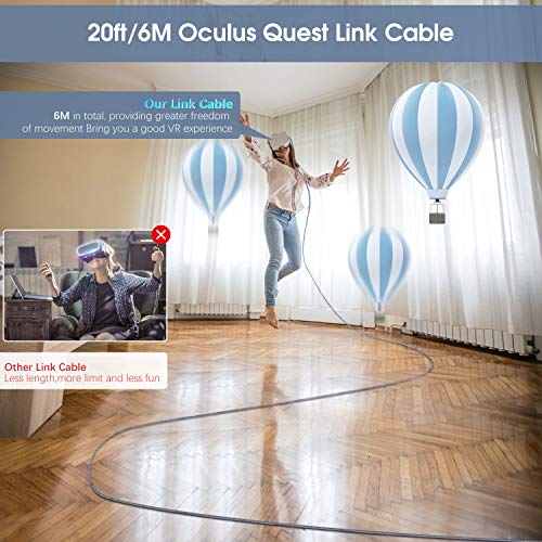 20-крак кабел aceyoon за Oculus Quest 2/1, кабел виртуална слушалки с прав ъгъл USB 3.1 GEN1 в Оплетке, Високоскоростен Пренос на данни