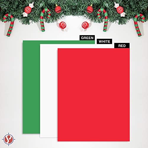 Празнична Коледна Цветна хартия за картички, Червена, Зелена и бяла, 8.5 x 11 , за поздравления, подарък бирок, предмети на изкуството