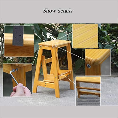 XWZJY 2-Стъпка Стол От масивно Дърво, Преносима Пейка За обувки, Сгъваема Нескользящий Стол За стълби, Домашна Кухня с Двойно предназначение,