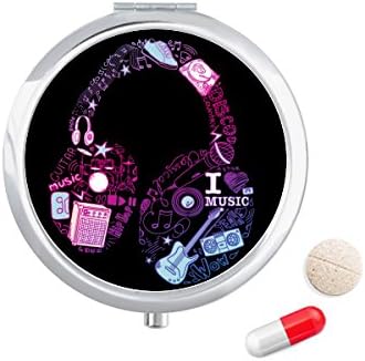 Розово-Синята Слушалки Музикален Модел На Калъф За Хапчета В Джоба Кутия За Съхранение На Лекарства Контейнер Опаковка
