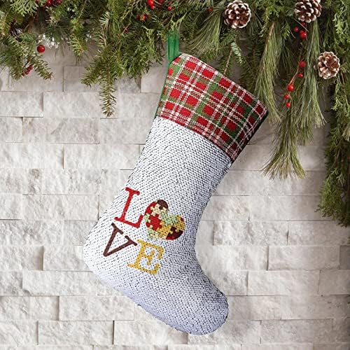 Информираността за Аутизма Коледни Чорапи С Пайети, Блестящи Стенни Висящи Украси, Украса за Коледната Елха, Празнична Парти