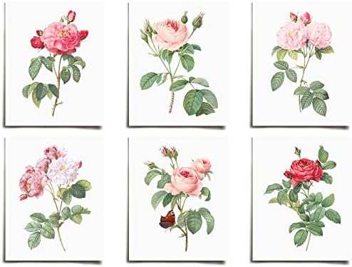 Реколта Червени, Розови, Бели Рози, С Цветни щампи (6) | Съвременно Стенно Изкуство, Викторианската Илюстрация, Модерно обзавеждане,
